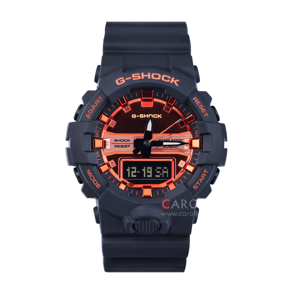 Jam Tangan Casio G-Shock GA-800BR-1A Men Digital Analog Orange Dial Black Resin Band