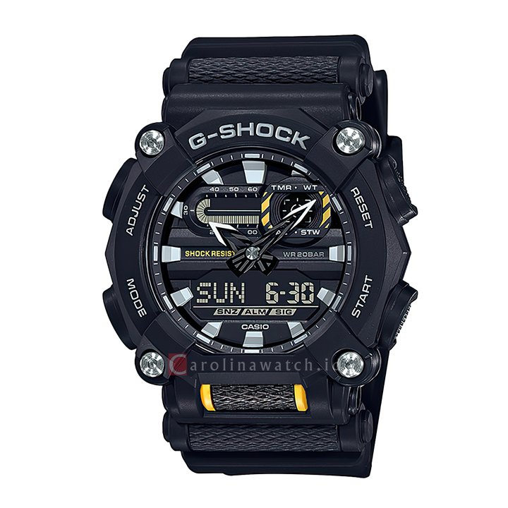 Jam Tangan CASIO G SHOCK GA-900-1A Black Digital Analog Dial Black Resin Band