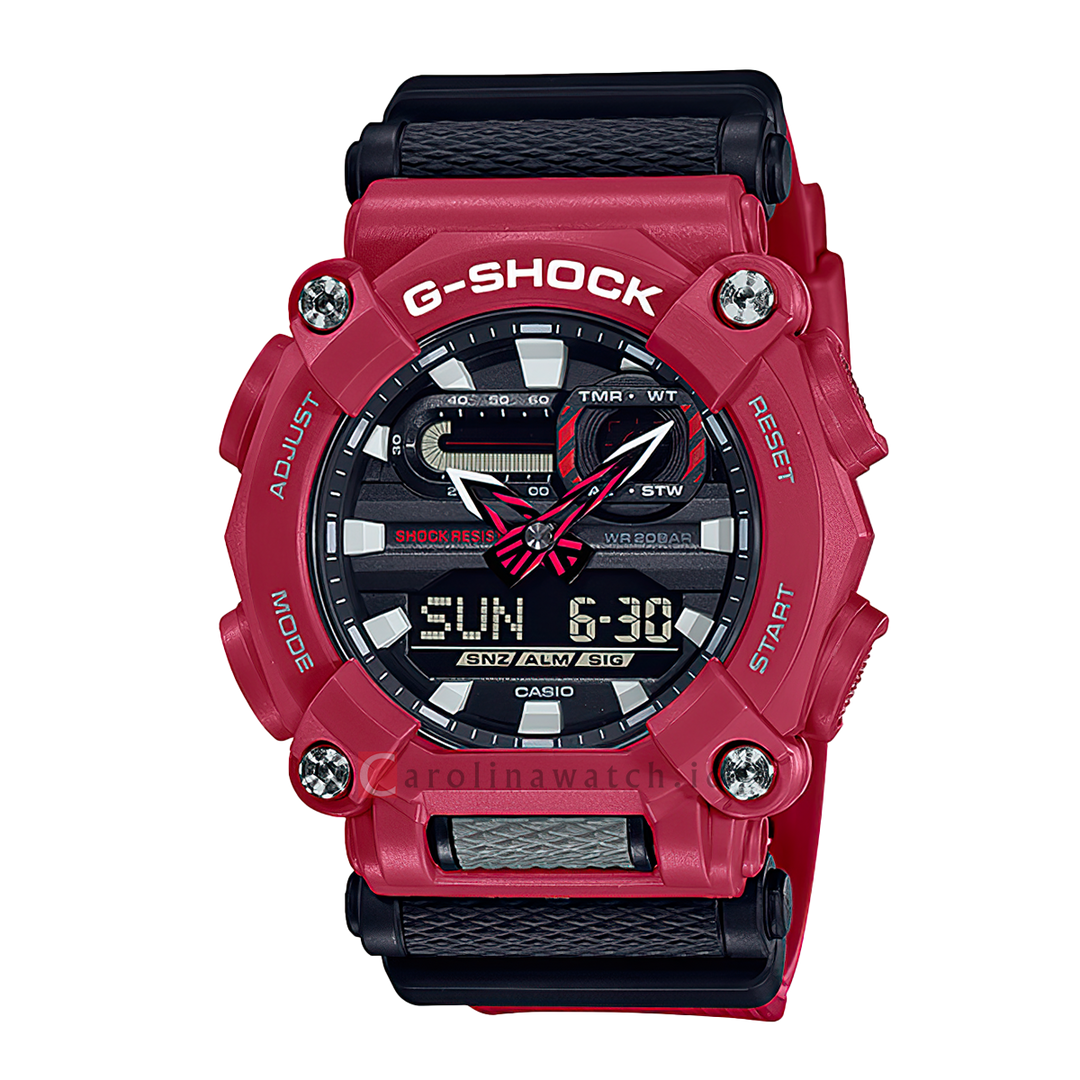 Jam Tangan CASIO G-SHOCK GA-900-4A Men Black Digital Analog Dial Red Resin Band