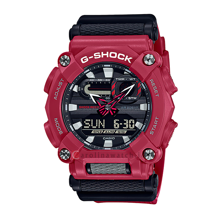 Jam Tangan CASIO G-SHOCK GA-900-4A Men Black Digital Analog Dial Red Resin Band