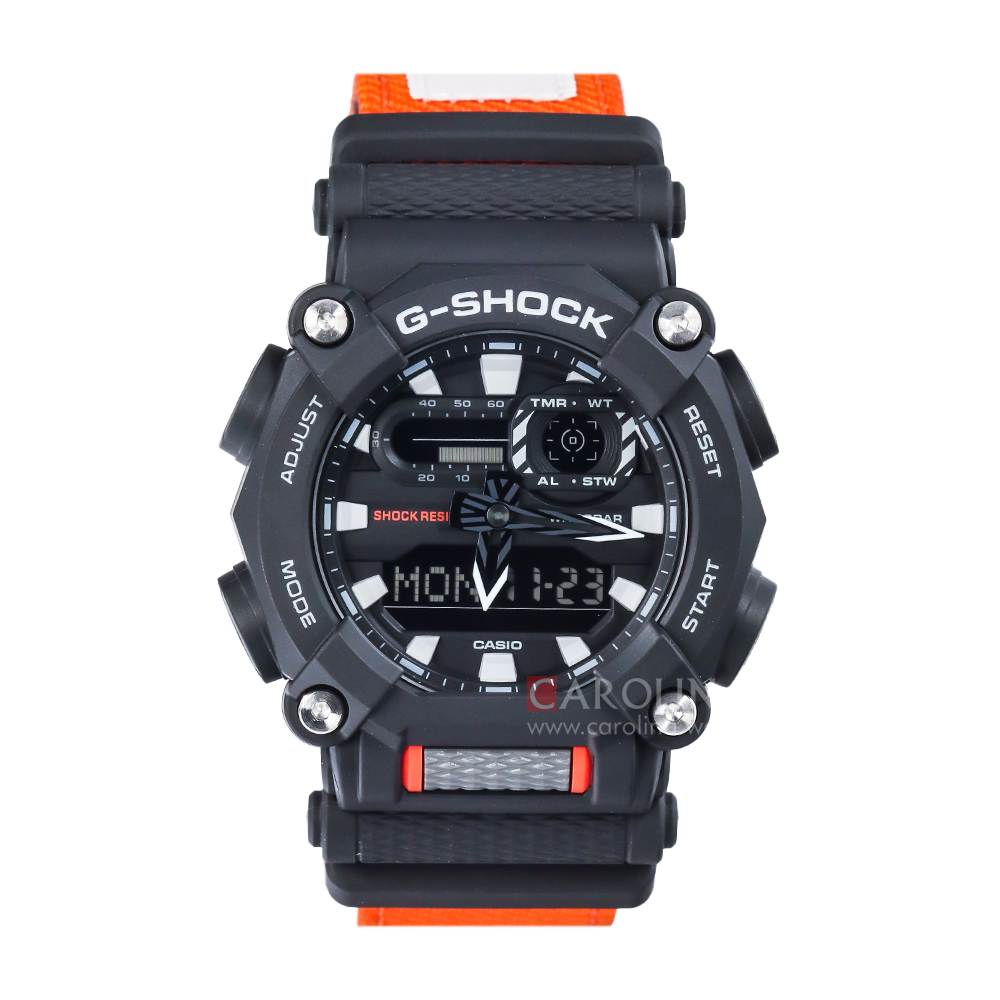 Jam Tangan CASIO G SHOCK GA-900C-1A4 Men Heavy Duty Men Digital Analog Dial Orange Cloth Band