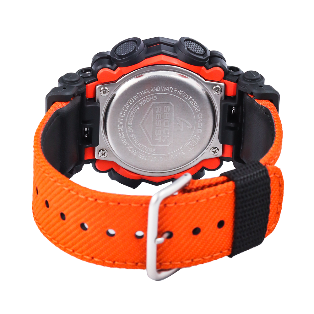 Jam Tangan CASIO G SHOCK GA-900C-1A4 Men Heavy Duty Men Digital Analog Dial Orange Cloth Band