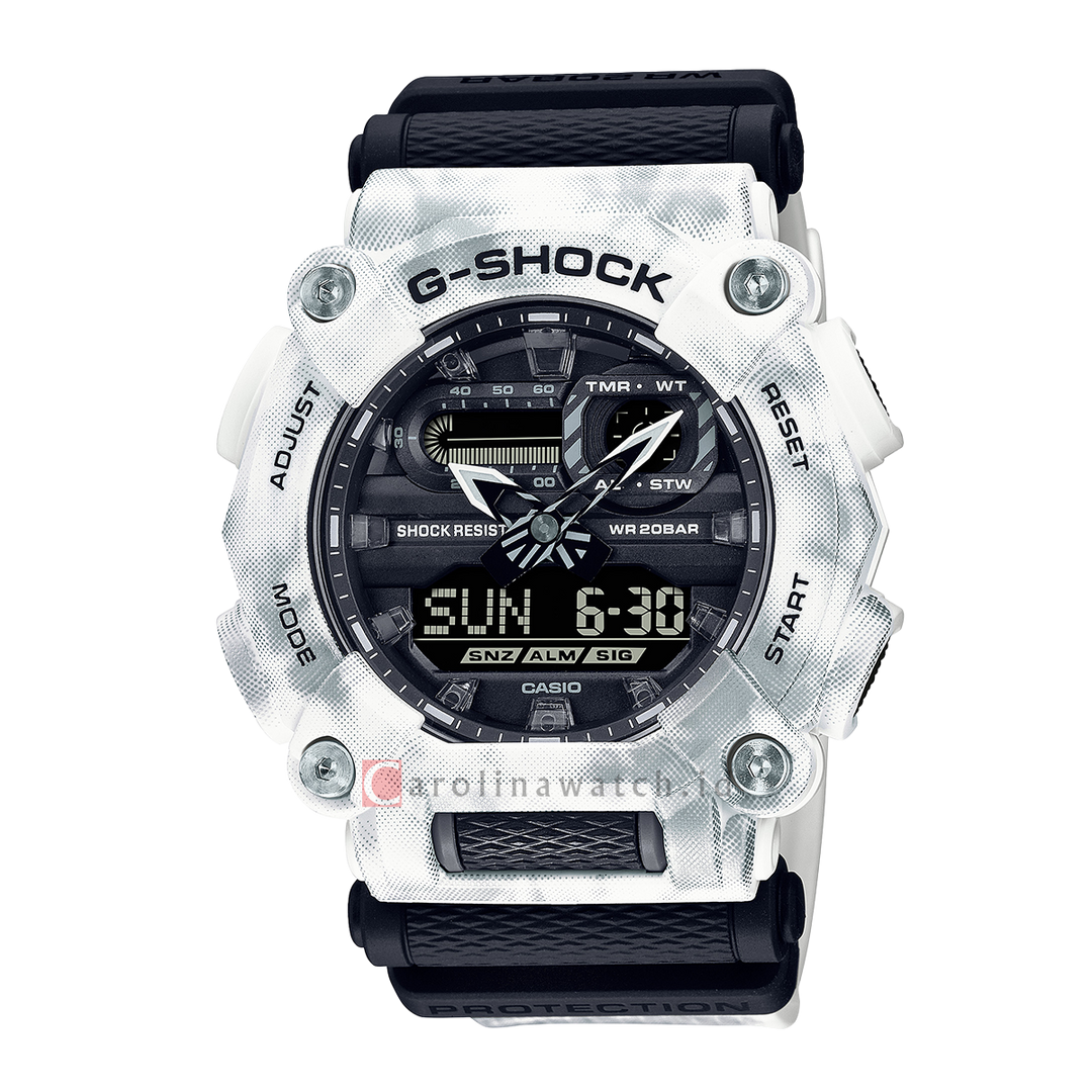 Jam Tangan Casio G-Shock GA-900GC-7A Men Industrial Style The Frozen Forest Snowflakes White Resin Band