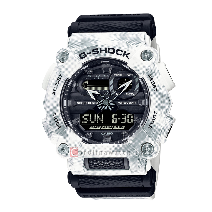 Jam Tangan Casio G-Shock GA-900GC-7A Men Industrial Style The Frozen Forest Snowflakes White Resin Band