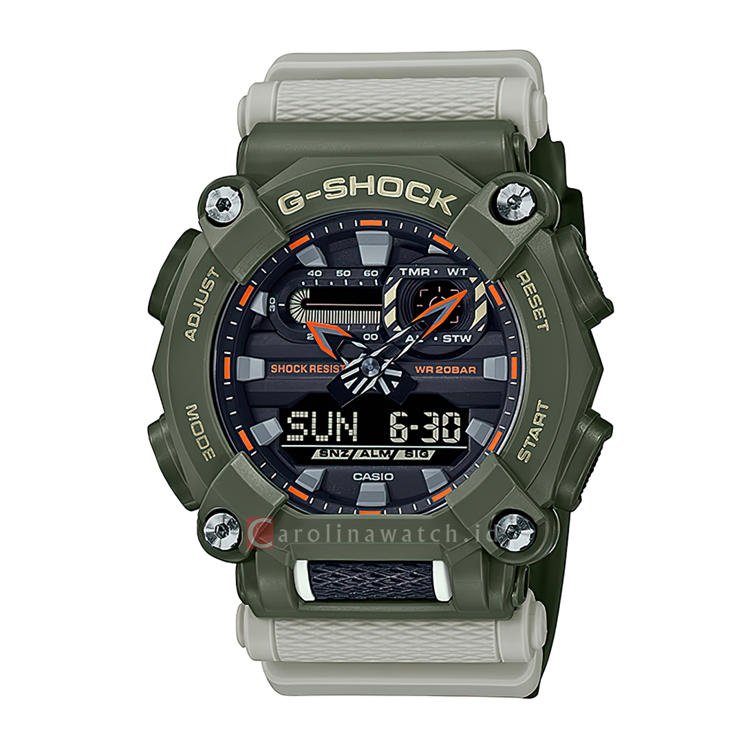 Jam Tangan Casio G-Shock GA-900HC-3A Men The Industrial Style Olive Green Resin Band