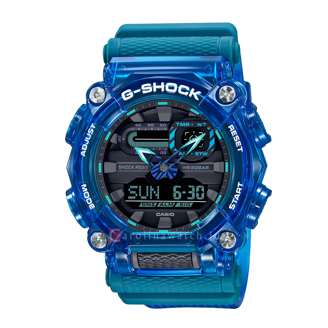 Jam Tangan Casio G-Shock GA-900SKL-2A Men Sound Wave Series Blue Transparent Resin Band