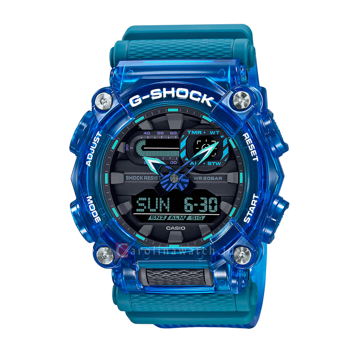 Jam Tangan Casio G-Shock GA-900SKL-2A Men Sound Wave Series Blue Transparent Resin Band