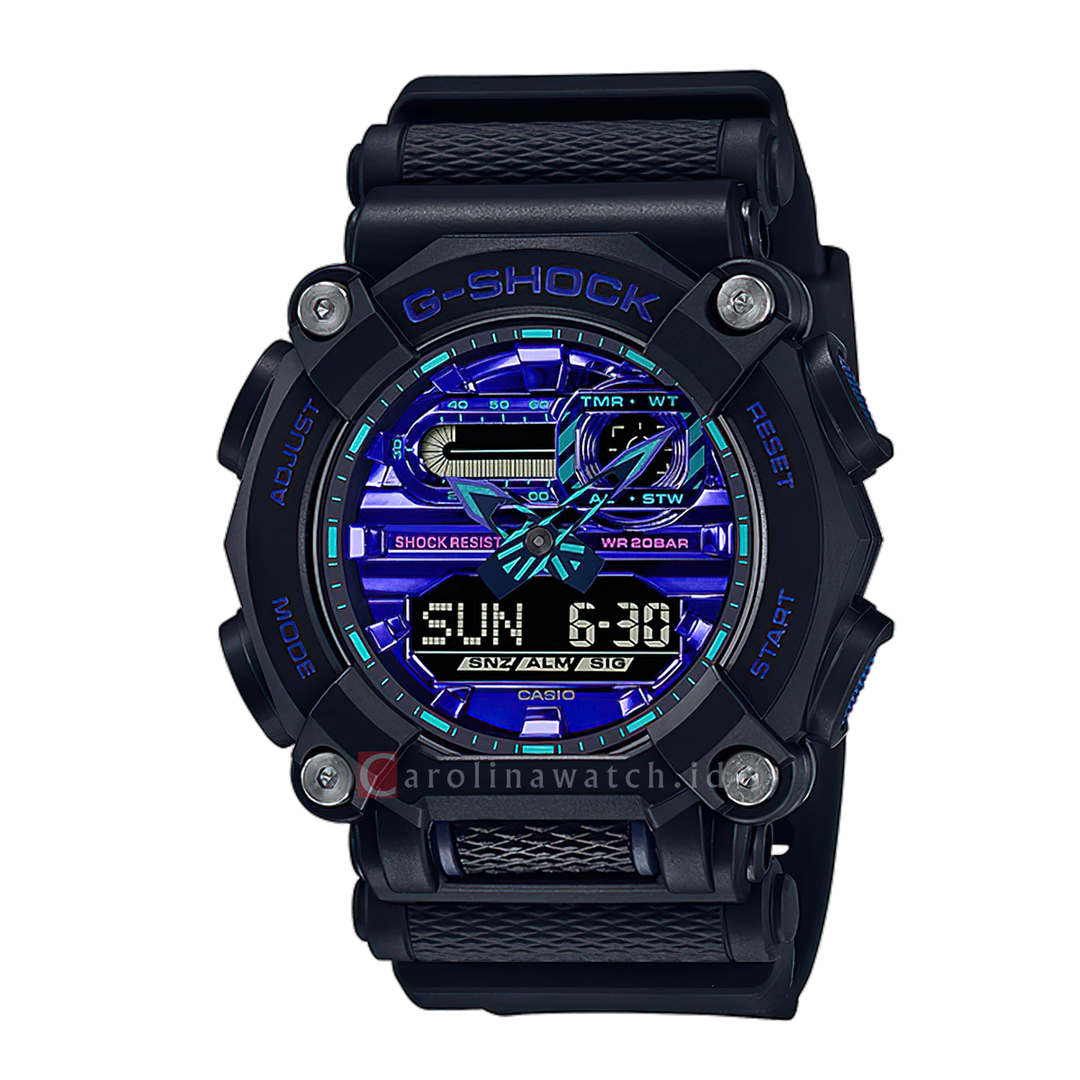 Jam Tangan Casio G-Shock GA-900VB-1A Men Blue Dial Black Resin Band