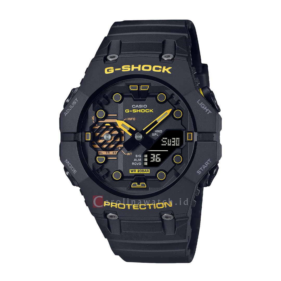 Jam Tangan Casio G-Shock GA-B001CY-1A Caution Yellow Men Black Digital Analog Dial Black Resin Band