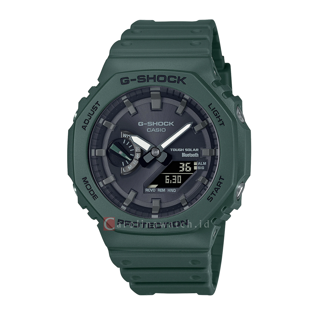 Jam Tangan CASIO G-SHOCK GA-B2100-3A Men Tough Solar Digital Analog Dial Green Resin Strap