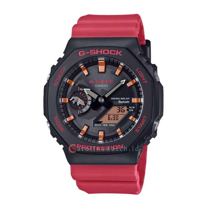 Jam Tangan Casio G-Shock GA-B2100CD-1A4 Charles Darwin Foundation's Collaboration Men Black Digital Analog Dial Red Resin Band