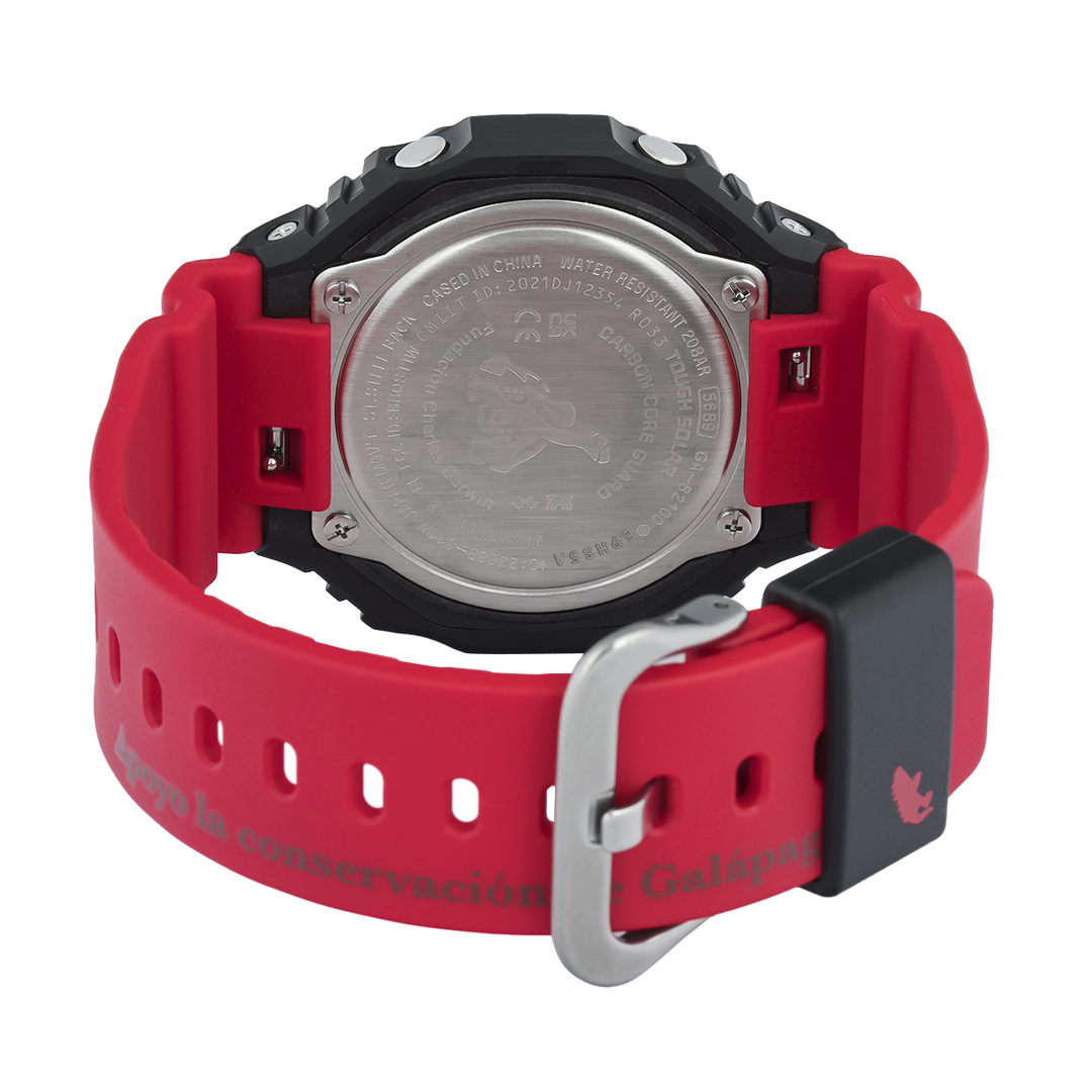 Jam Tangan Casio G-Shock GA-B2100CD-1A4 Charles Darwin Foundation's Collaboration Men Black Digital Analog Dial Red Resin Band