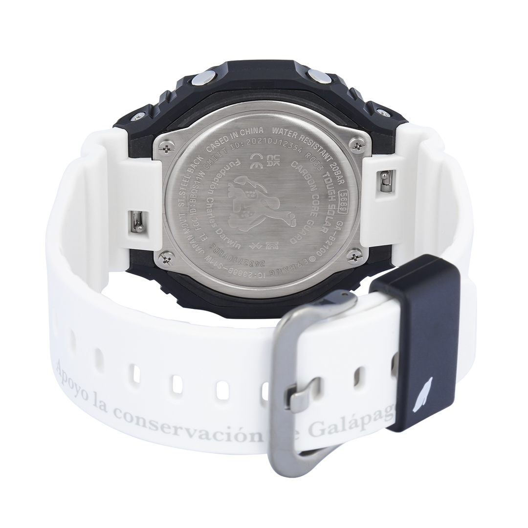 Jam Tangan Casio G-Shock GA-B2100CD-1A7 Charles Darwin Foundation's Collaboration Men Black Digital Analog Dial White Resin Band