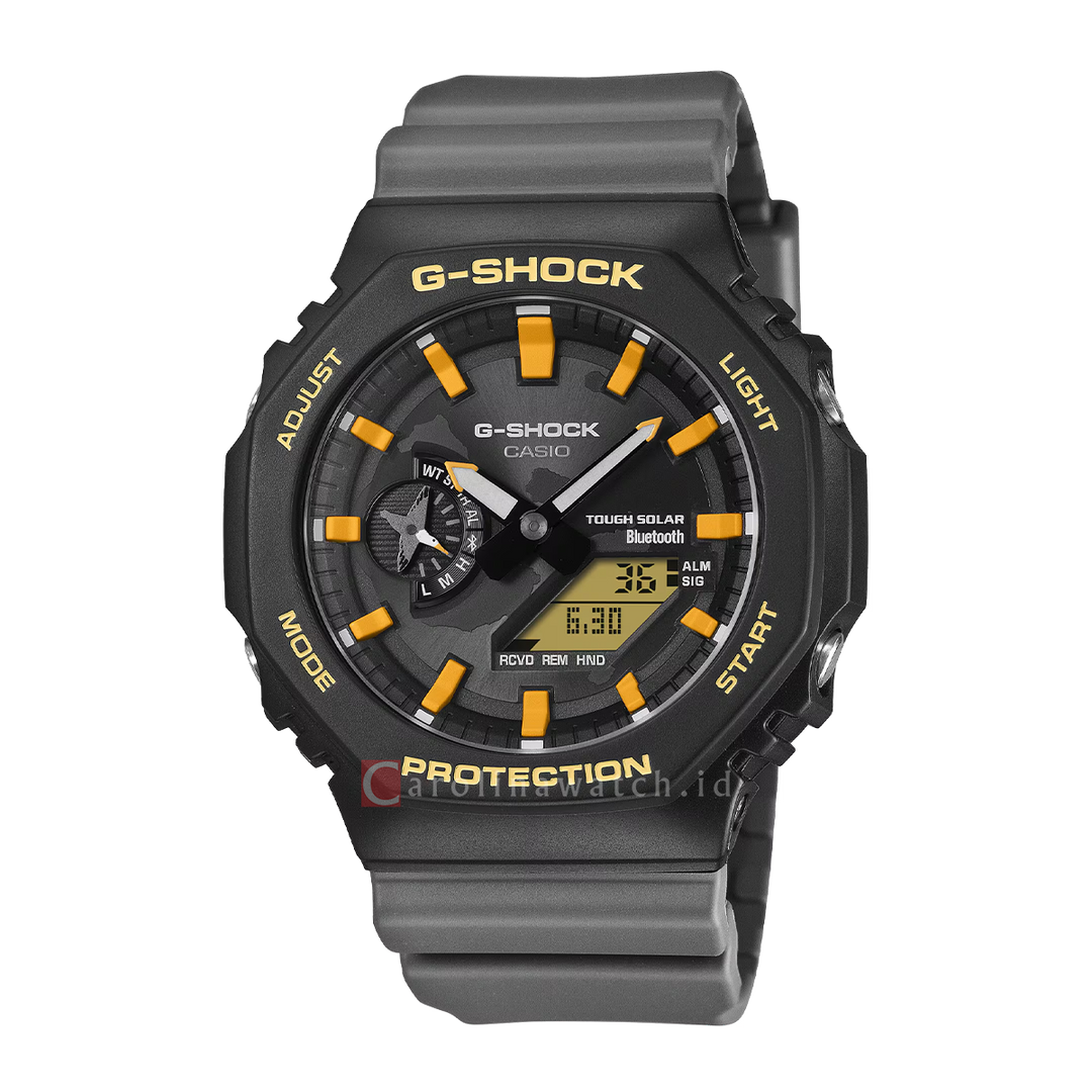 Jam Tangan Casio G-Shock GA-B2100DF-1A Charles Darwin Foundation's Collaboration Men Black Digital Analog Dial Grey Resin Band