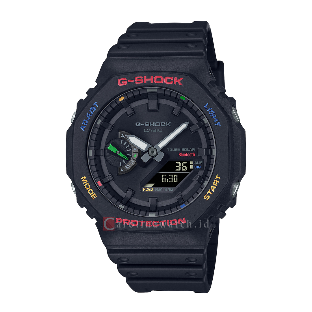 Jam Tangan Casio G-Shock GA-B2100FC-1A Multicolor Accents Men Black Digital Analog Dial Black Resin Band