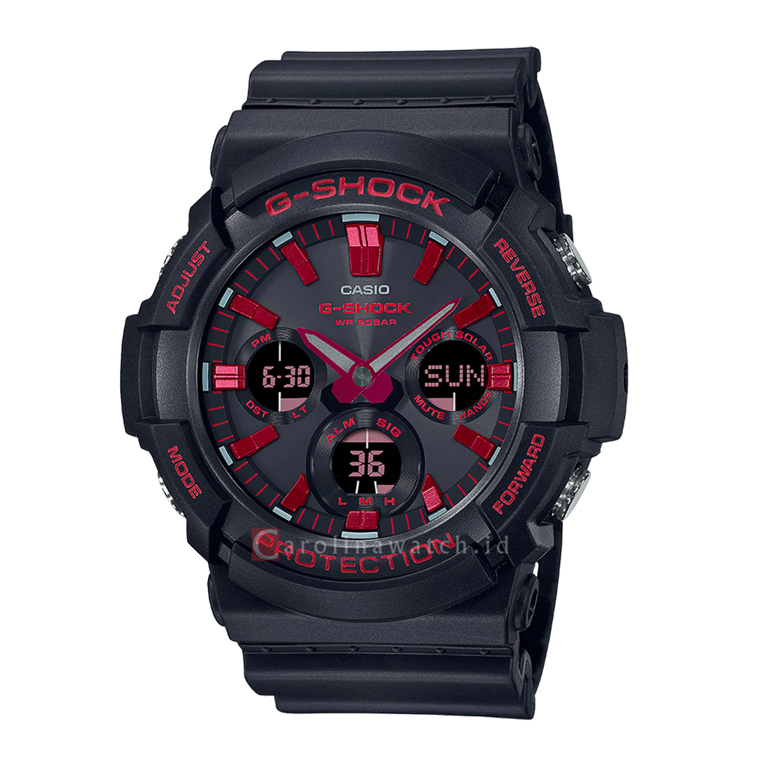 Jam Tangan CASIO G SHOCK GAS-100BNR-1A Men Black Digital Analog Dial Black Resin Band