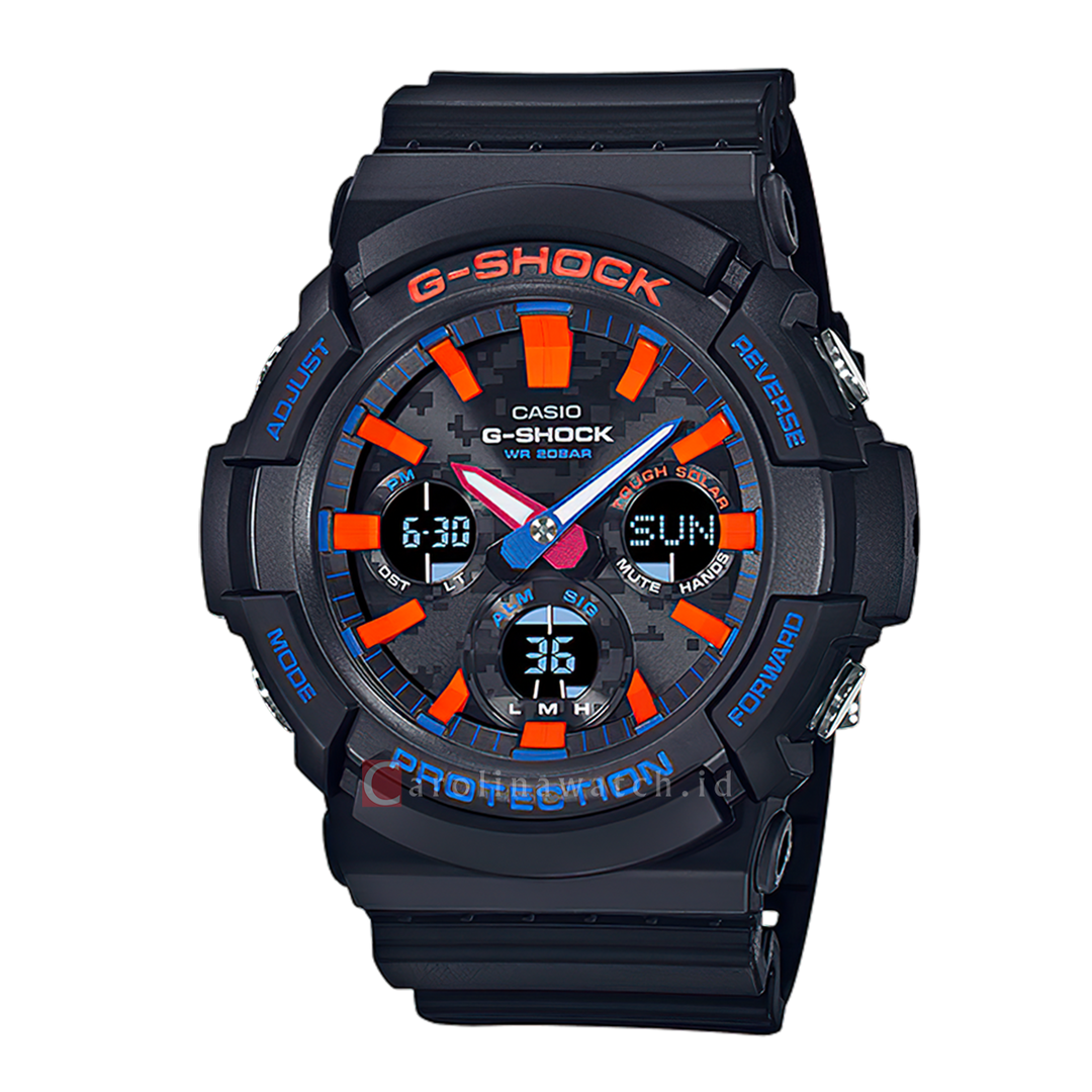 Jam Tangan Casio G-Shock GAS-100CT-1A Men Black Digital Analog Dial Black Resin Band