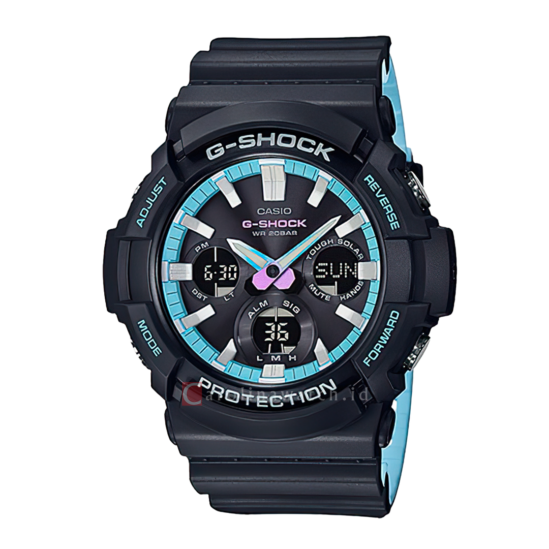 Jam Tangan Casio G-Shock GAS-100PC-1A Men Black Digital Analog Dial Dual Tone Resin Band