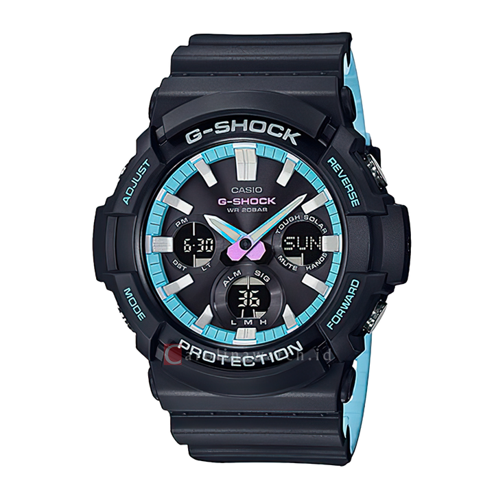 Jam Tangan Casio G-Shock GAS-100PC-1A Men Black Digital Analog Dial Dual Tone Resin Band