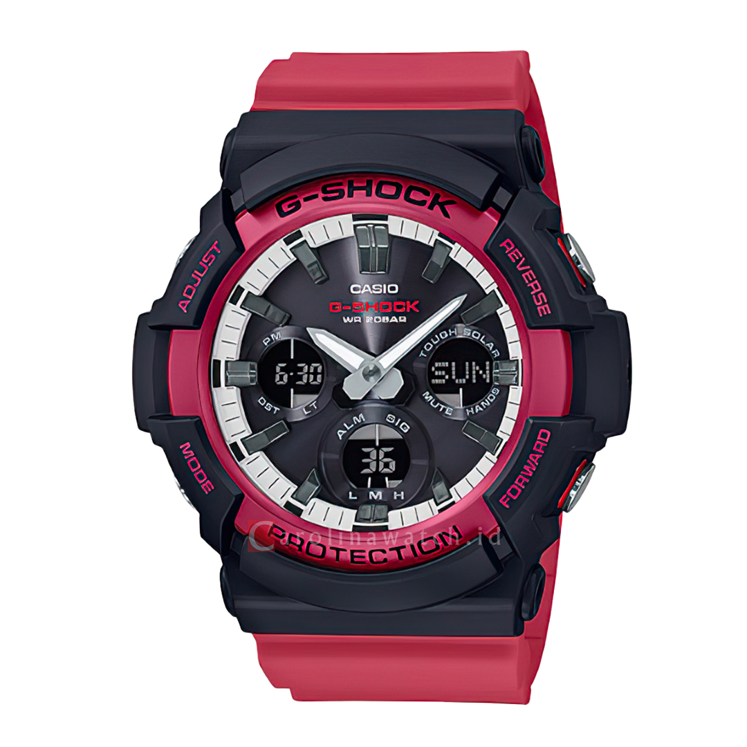 Jam Tangan Casio G-Shock GAS-100RB-1A Men Black Digital Analog Dial Red Resin Band