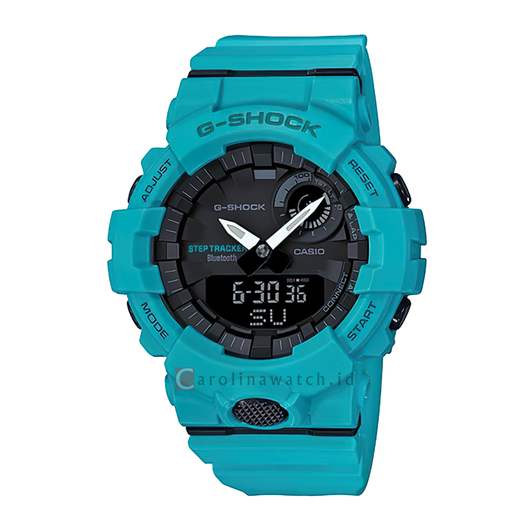 Jam Tangan Casio G-Shock GBA-800-2A2 Men Black Digital Analog Dial Sky Blue Resin Band