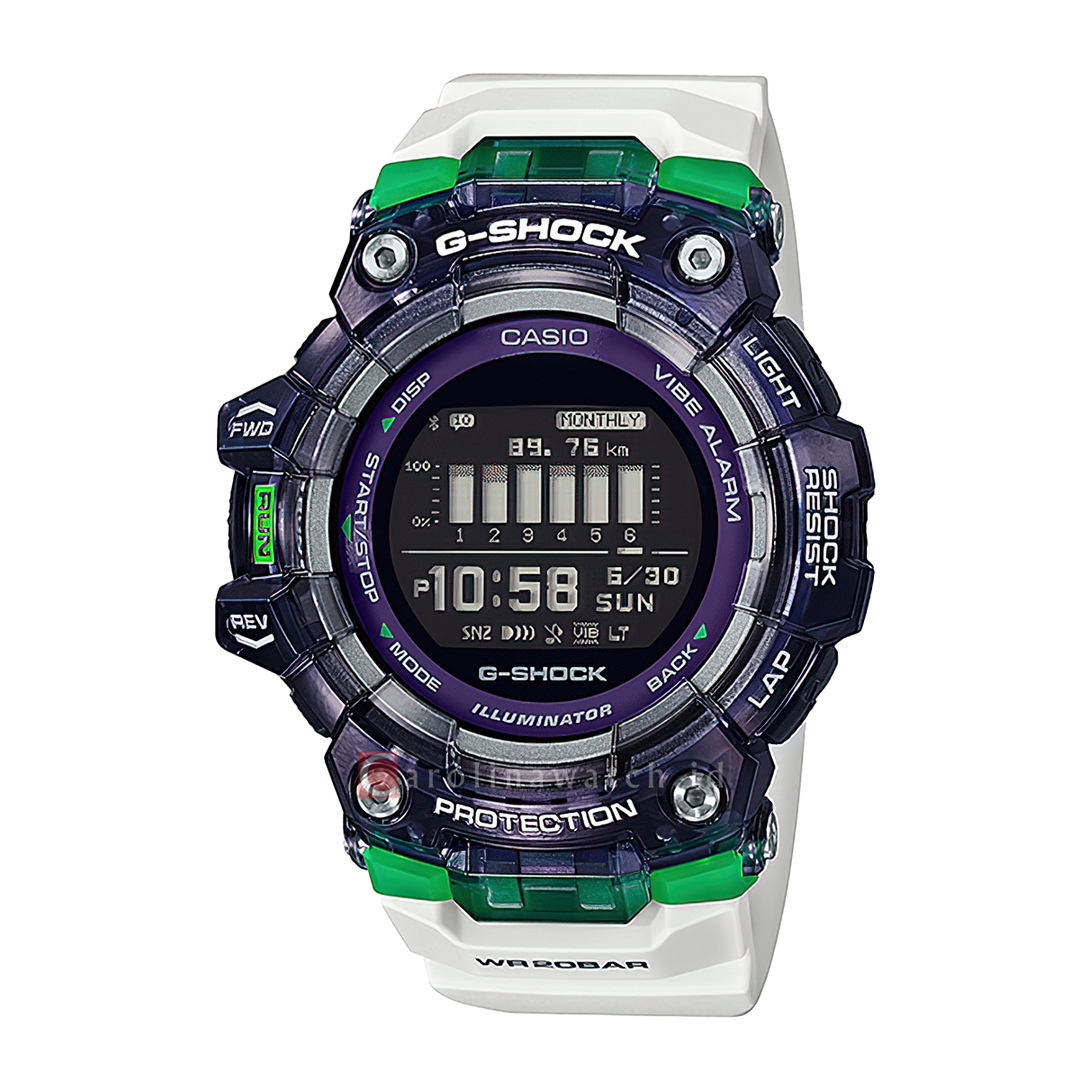 Jam Tangan CASIO G SHOCK GBD-100SM-1A7 Men Black Digital Dial White Resin Band