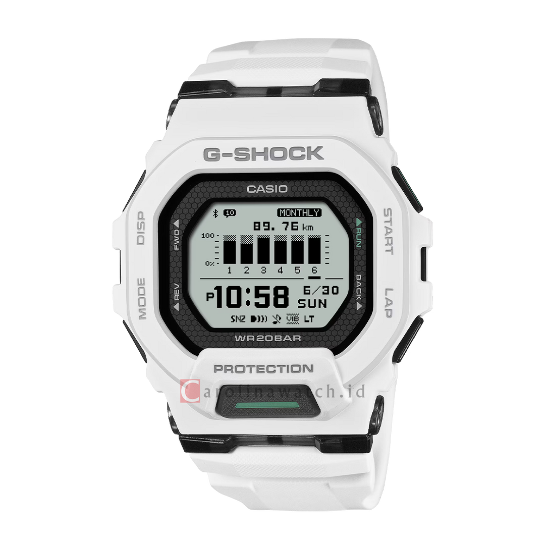Jam Tangan Casio G-Shock GBD-200-7D Men G-Squad Digital Dial White Resin Band