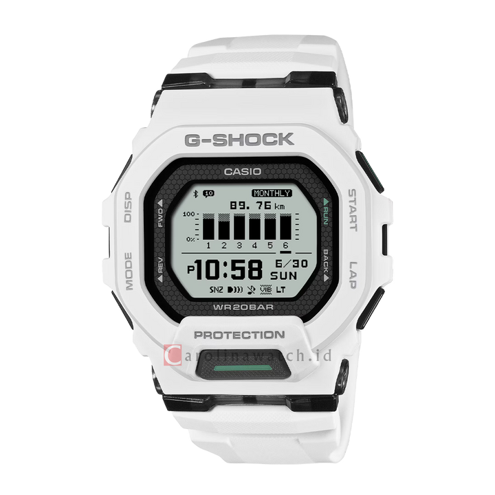 Jam Tangan Casio G-Shock GBD-200-7D Men G-Squad Digital Dial White Resin Band