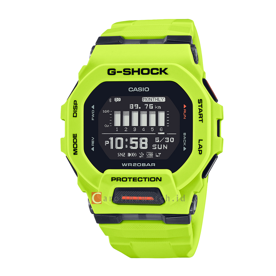 Jam Tangan CASIO G SHOCK GBD-200-9D G-Squad Men Digital Dial Green Resin Band