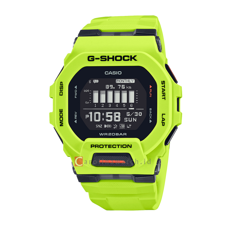 Jam Tangan CASIO G SHOCK GBD-200-9D G-Squad Men Digital Dial Green Resin Band