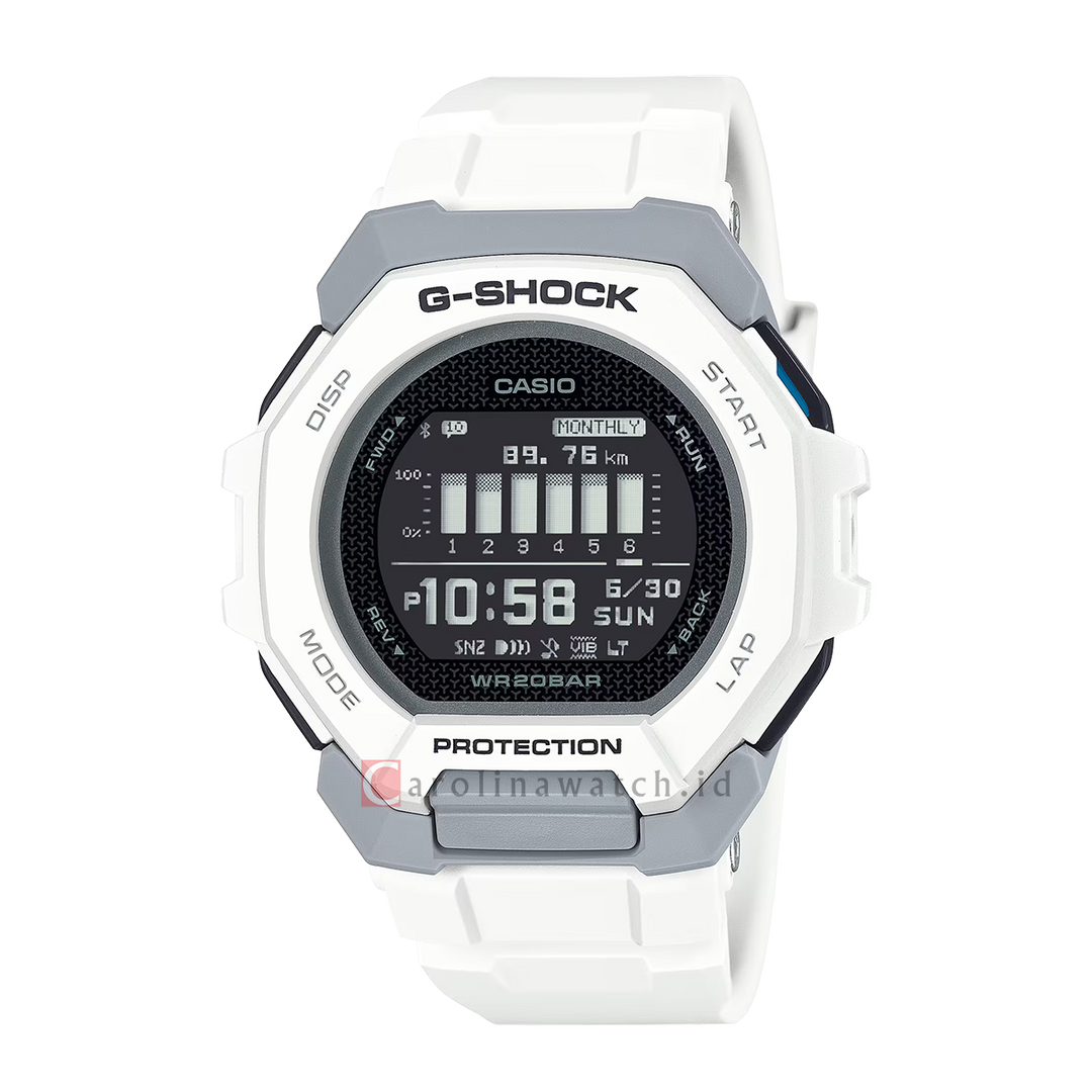 Jam Tangan Casio G-Shock GBD-300-7D G-Squad Men Digital Dial White Resin Band