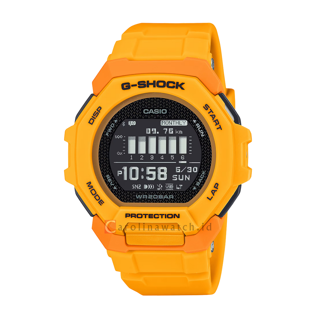 Jam Tangan Casio G-Shock GBD-300-9D G-Squad Men Digital Dial Yellow Resin Band