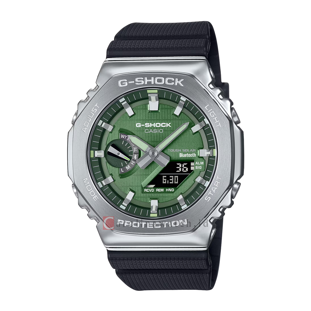 Jam Tangan Casio G-Shock G-Steel GBM-2100A-1A3 Men Green Analog Digital Dial Black Resin Band