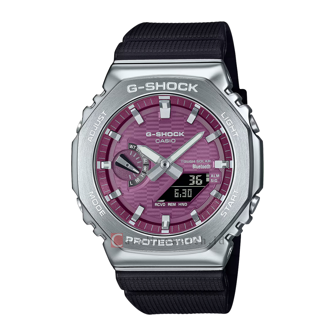 Jam Tangan Casio G-Shock G-Steel GBM-2100A-4B Men Purple Analog Digital Dial Black Resin Band
