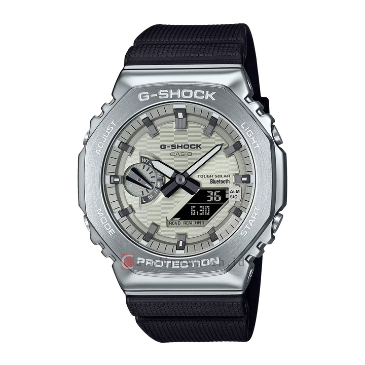 Jam Tangan Casio G-Shock G-Steel GBM-2100A-8B Men Grey Analog Digital Dial Black Resin Band