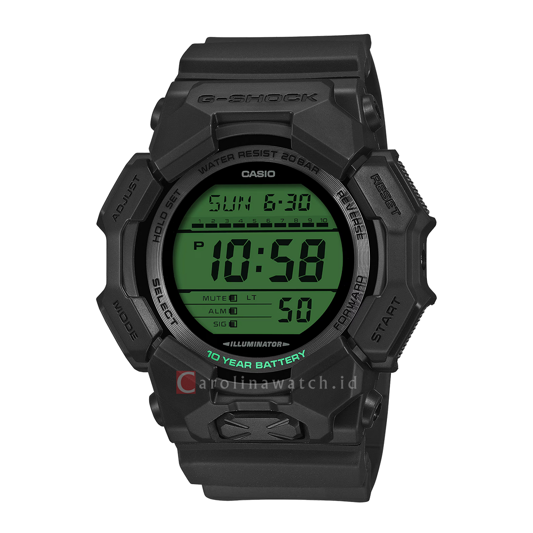 Jam Tangan Casio G-Shock GD-010BEG-1D Men Black and Bold Green Series Digital Dial Black Resin Band