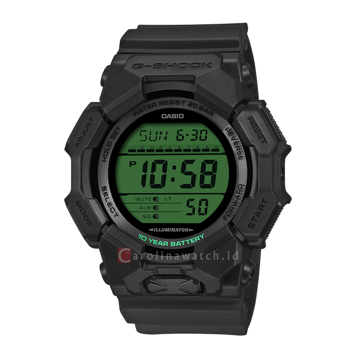 Jam Tangan Casio G-Shock GD-010BEG-1D Men Black and Bold Green Series Digital Dial Black Resin Band