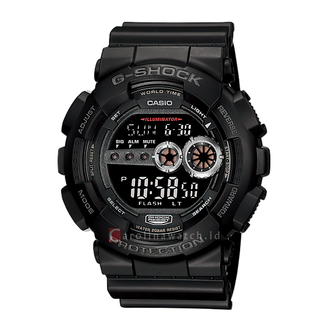 Jam Tangan CASIO G SHOCK GD-100-1B Men Digital Dial Black Resin Band