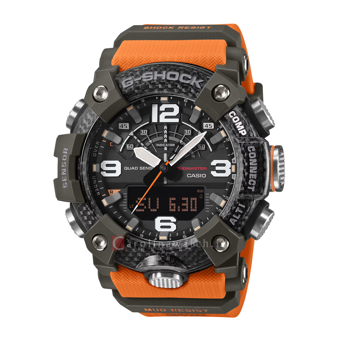 Jam Tangan CASIO G SHOCK Mudmaster GG-B100X-1A9 Master Of G-Land Men Digital Analog Dial Orange Resin Band