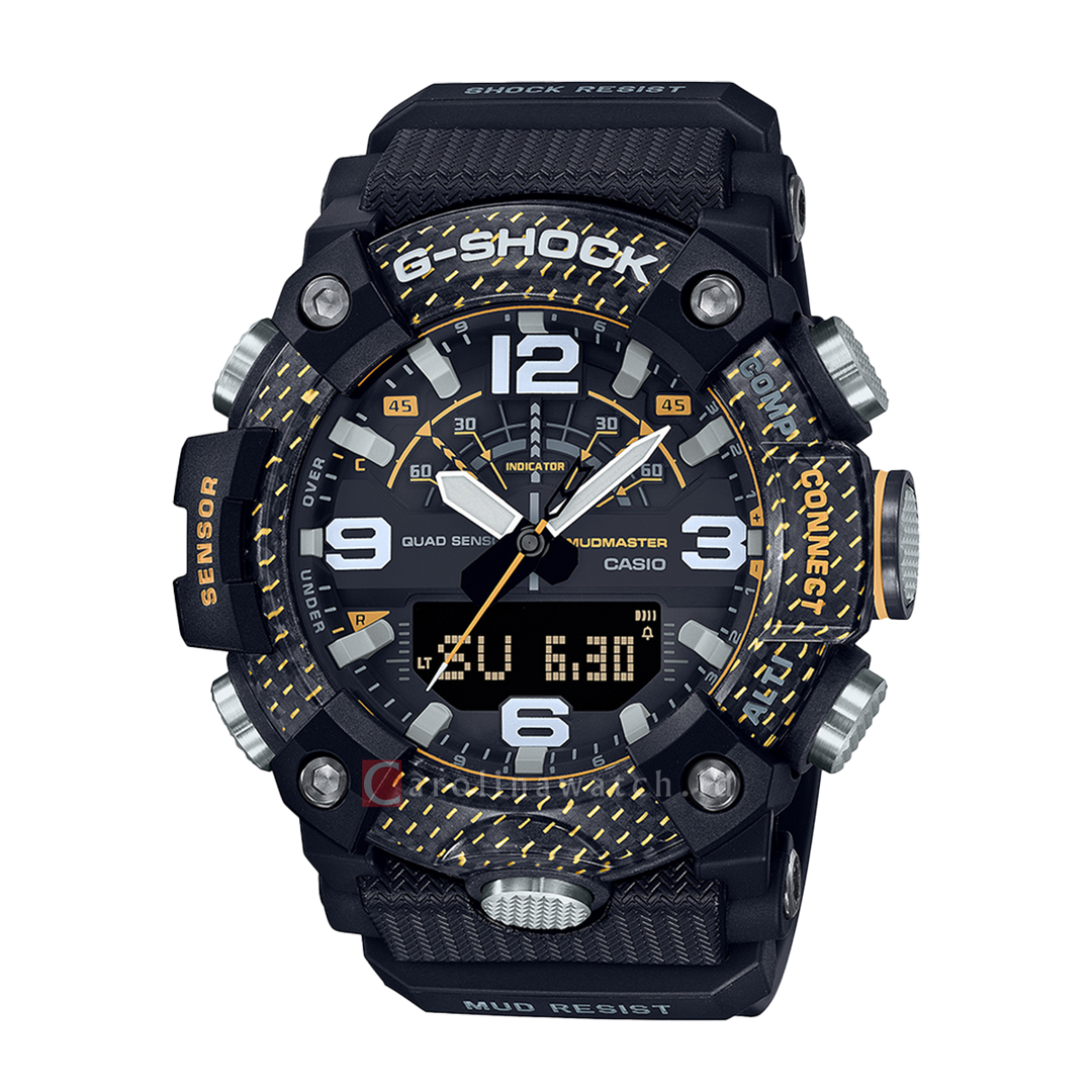 Jam Tangan CASIO G SHOCK GG-B100Y-1A Men Black Digital Analog Dial Black Resin Band