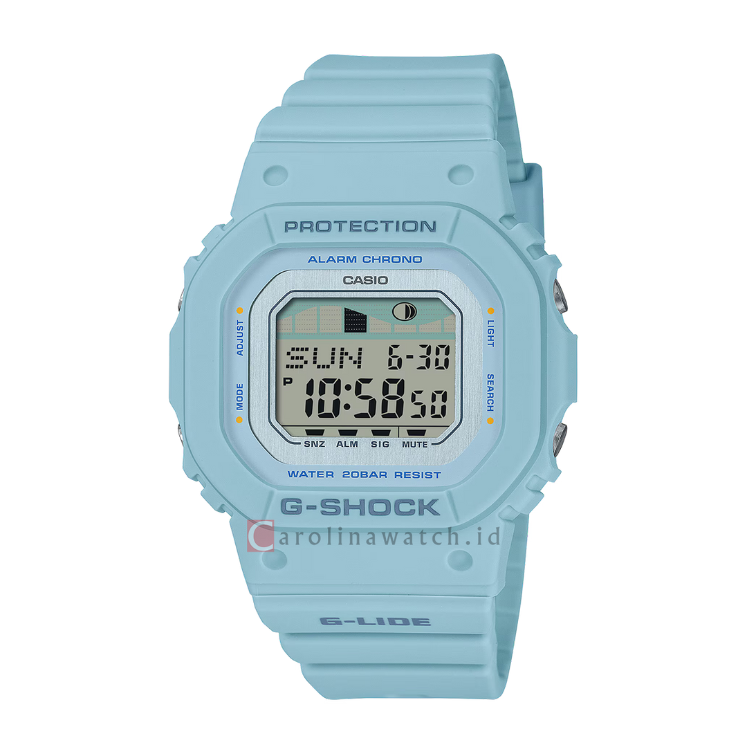 Jam Tangan Casio G-Shock G-Lide GLX-S5600-2D Women Digital Dial Light Blue Resin Band