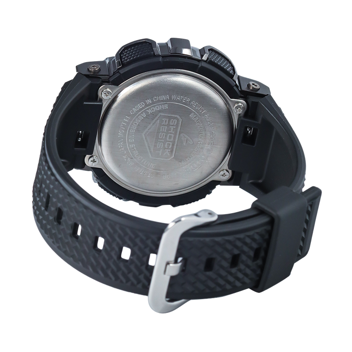 Jam Tangan CASIO G SHOCK GM-110B-1A Men Metal Covered Multi Color Digital Analog Dial Black Resin Band