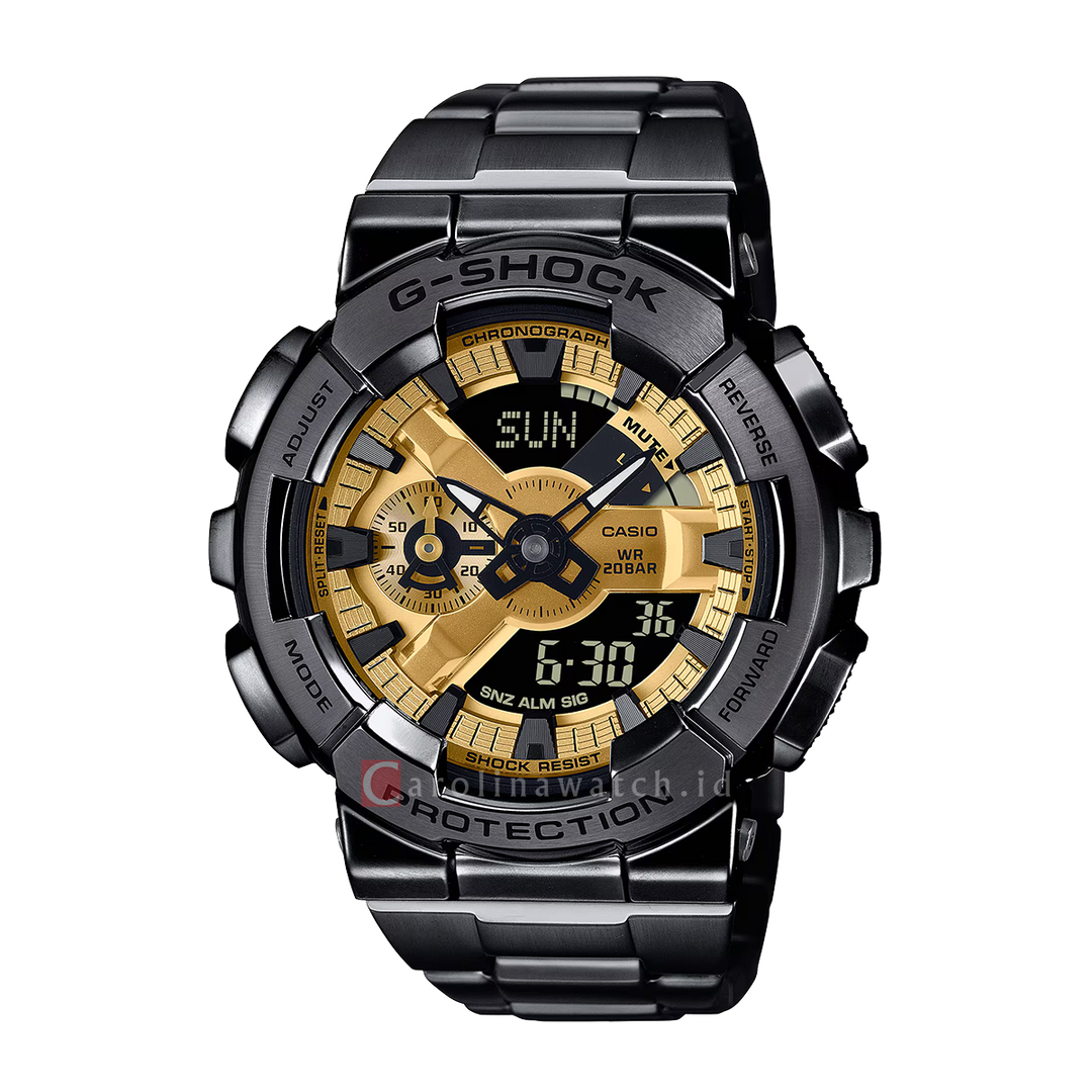 Jam Tangan CASIO G SHOCK GM-110BD-1A9 Men Digital Analog Dial Black Stainless Steel Band