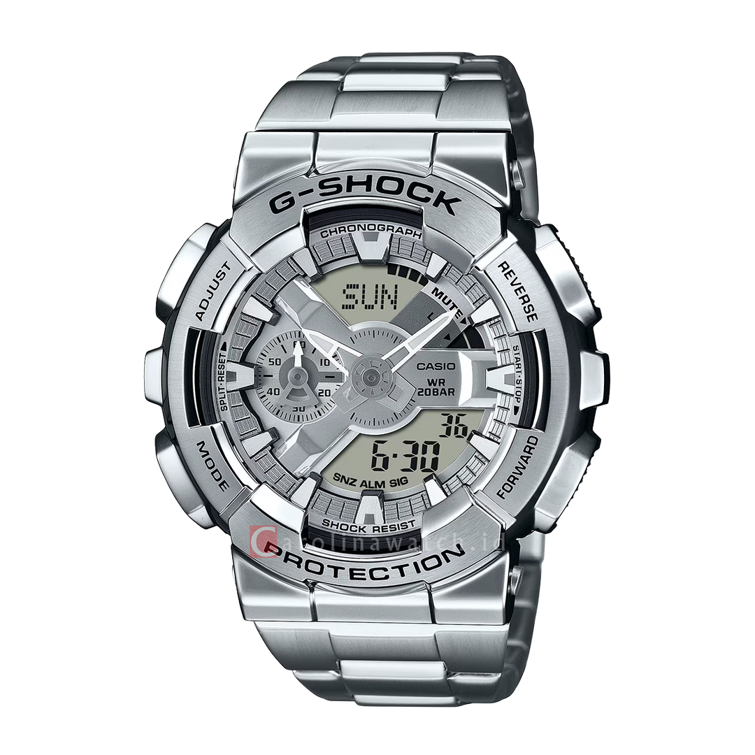 Jam Tangan CASIO G SHOCK GM-110D-8A Men Digital Analog Dial Stainless Steel Band