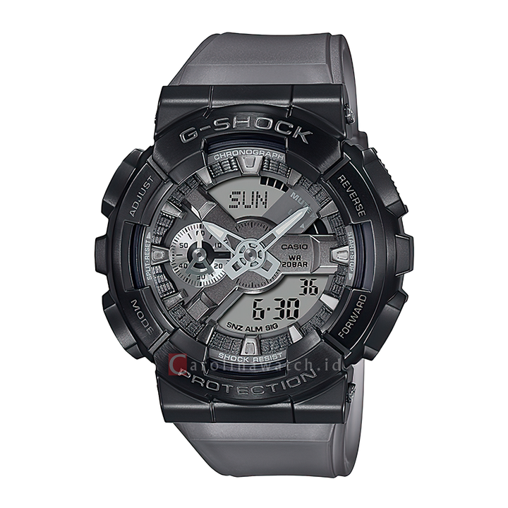 Jam Tangan CASIO G SHOCK Midnight Fog Series GM-110MF-1A Men Digital Analog Dial Grey Resin Band