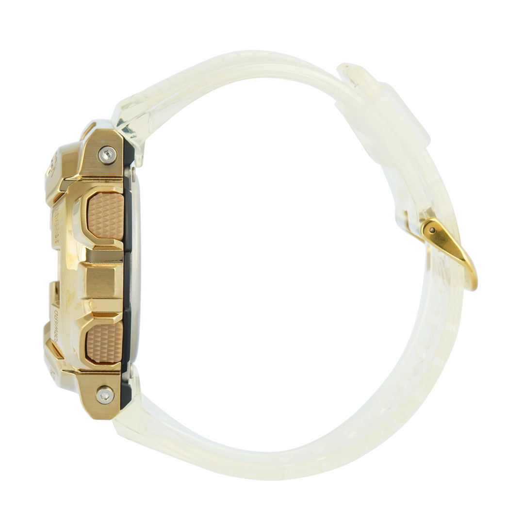 Jam Tangan Casio G-Shock GM-110SG-9A Men Gold Digital Analog Dial White Transparent Resin Band