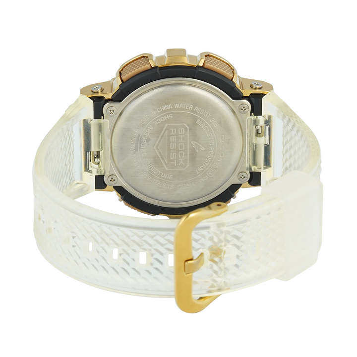 Jam Tangan Casio G-Shock GM-110SG-9A Men Gold Digital Analog Dial White Transparent Resin Band