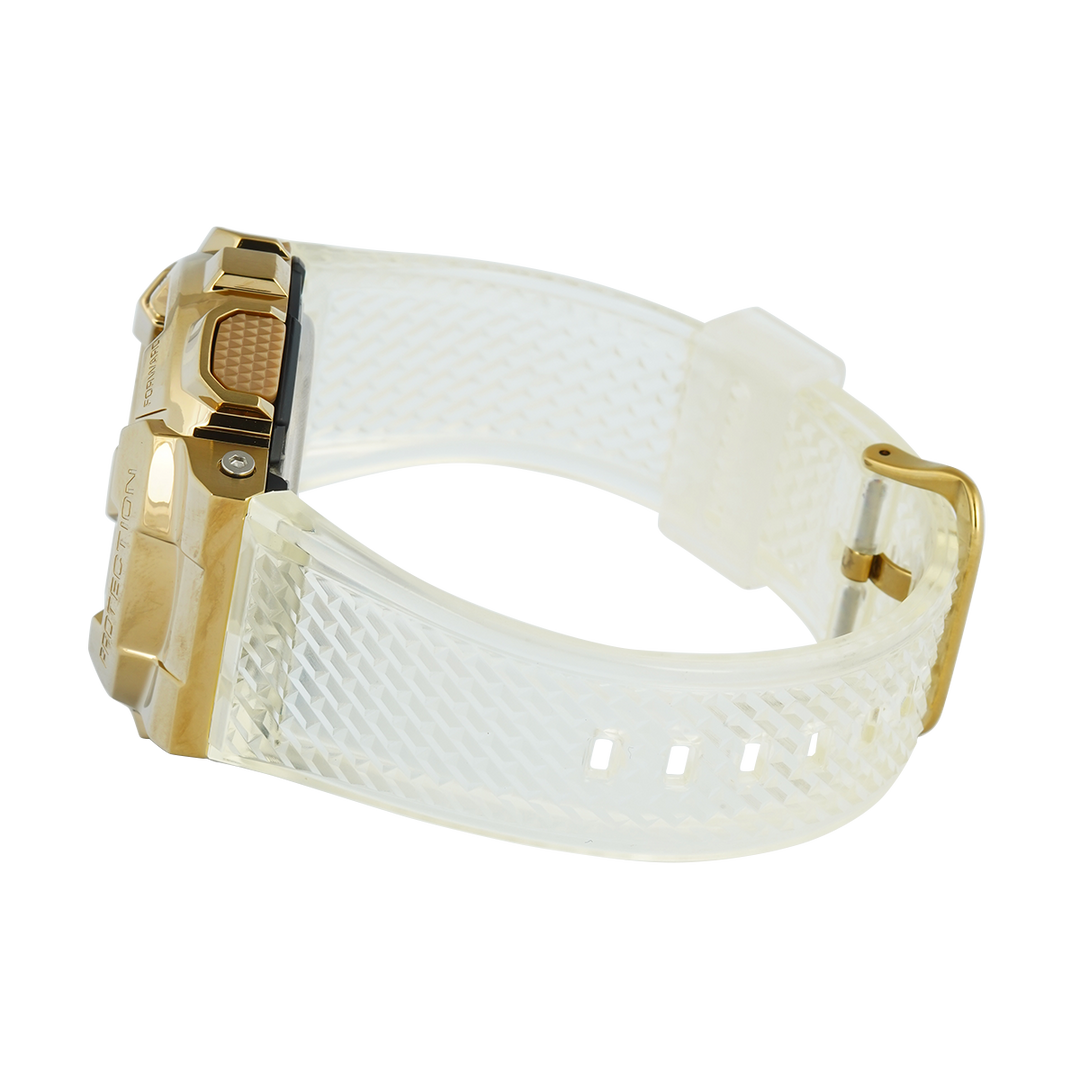 Jam Tangan Casio G-Shock GM-110SG-9A Men Gold Digital Analog Dial White Transparent Resin Band