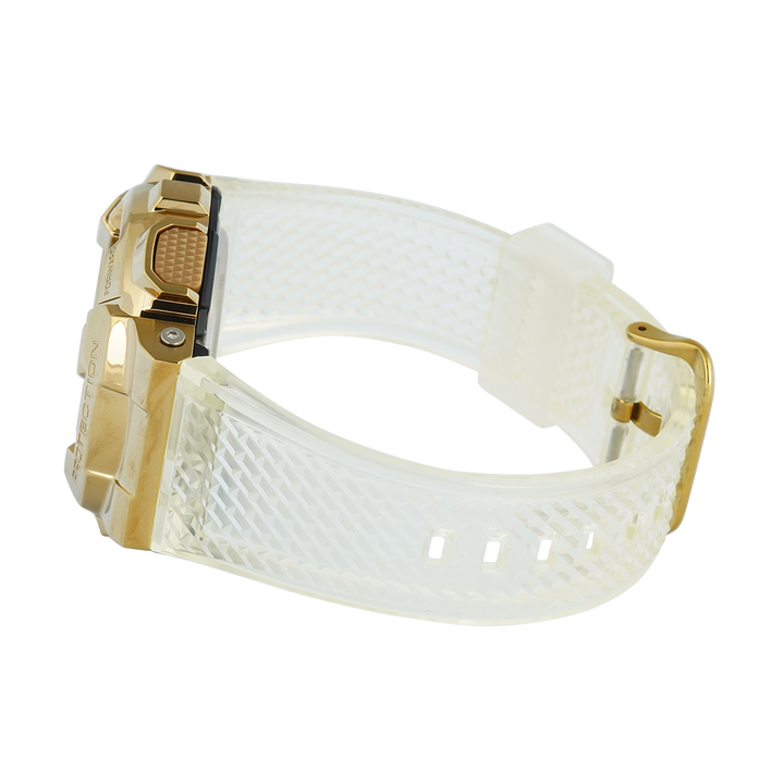 Jam Tangan Casio G-Shock GM-110SG-9A Men Gold Digital Analog Dial White Transparent Resin Band