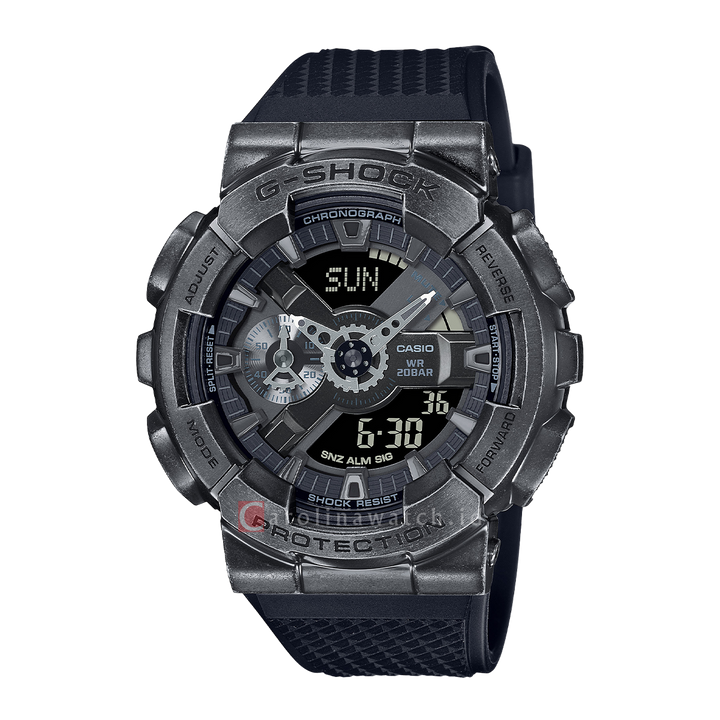 Jam Tangan Casio G-Shock GM-110VB-1A Men Steampunk Series Black Digital Analog Dial Black Resin Band